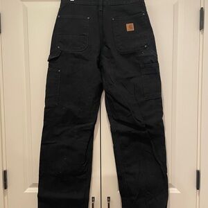 Carhartt Black Canvas Carpenter Pocket Pants with Tan Logo Patch